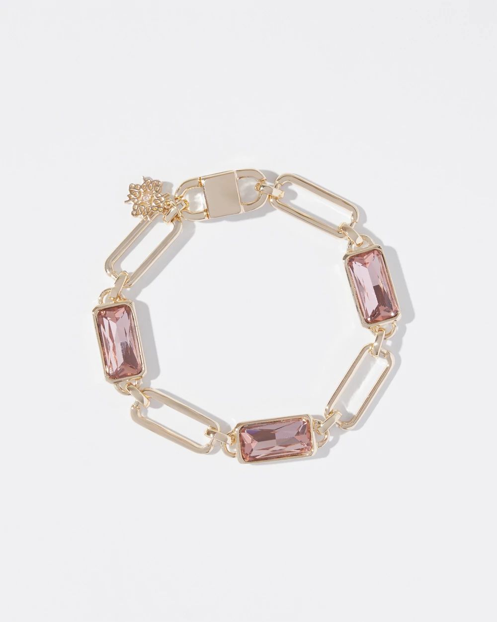 Gold Bezel Rose Crystal Magnetic Bracelet