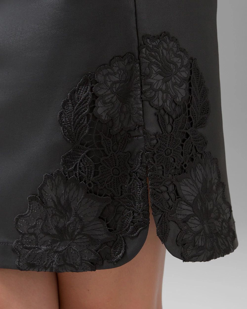 Coated Denim & Lace Skirt