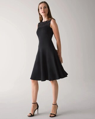 Petite Lace Yoke Fit and Flare Dress