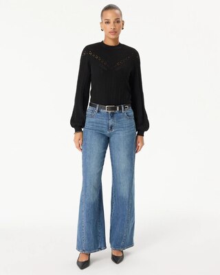 Mock Neck Long Sleeve Pullover Sweater click to view larger image.