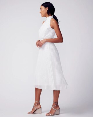 Pleated Halter Midi Dress
