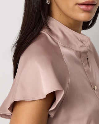 Flutter-Sleeve Satin Shirt click to view larger image.