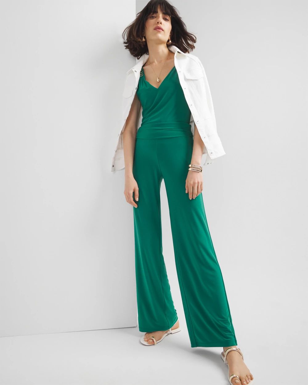 Ruched Waist Wide-Leg Pant