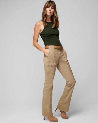 Petite High Rise Pret Cargo Skinny Flare Jeans click to view larger image.