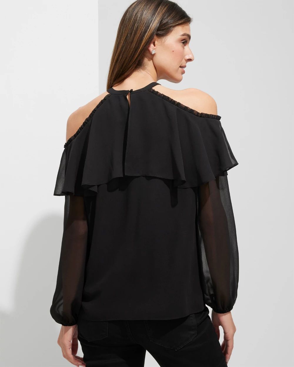 Outlet WHBM Long Sleeve Cold Shoulder Blouse click to view larger image.