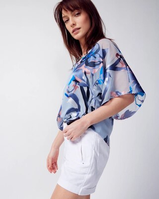 Printed Kimono-Sleeve Top