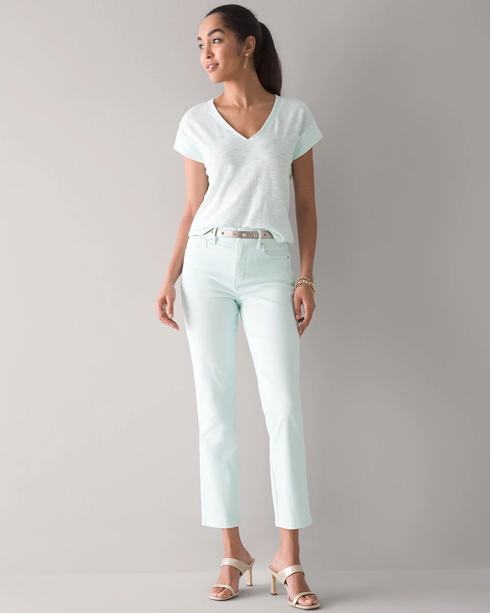 High-Rise Tinted Straight Jeans