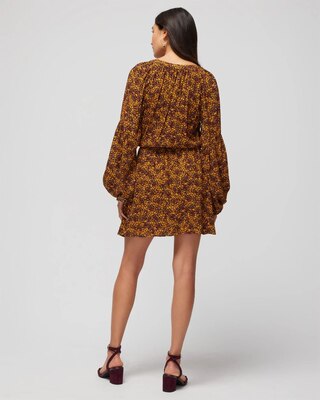 Long-Sleeve Smocked Waist Blouson Dress