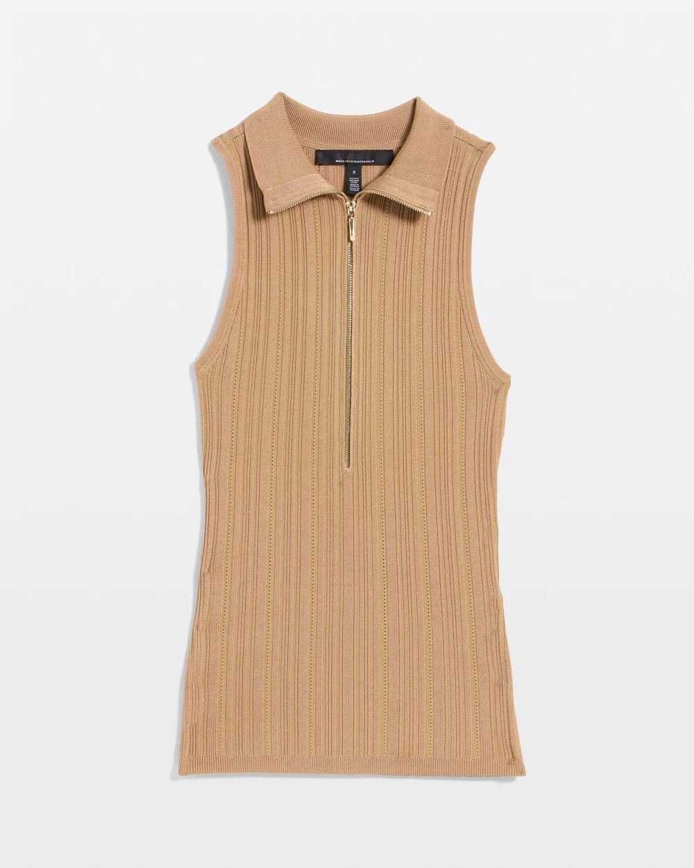 Half Zip Rib Halter Sweater Tank