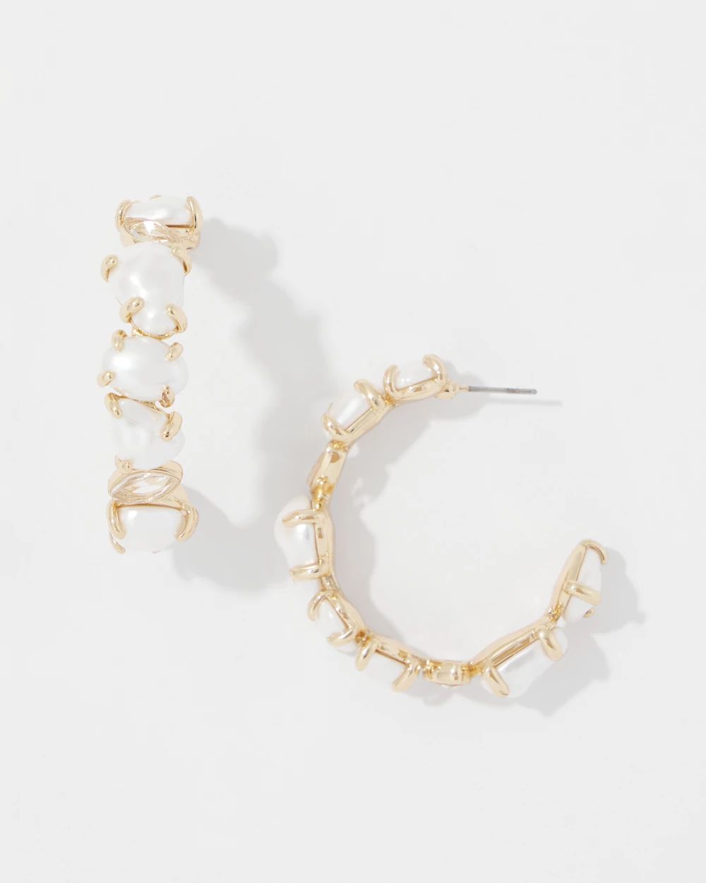 Glass Pearl Hoop Earrings