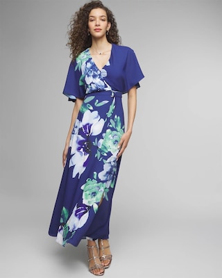 Petite Cape Belted Maxi With Slit Dress
