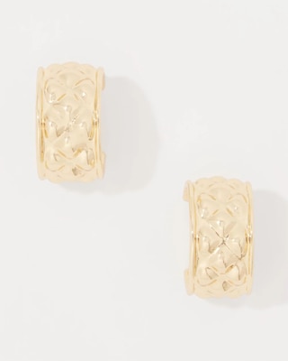 Quilted Gold Hoop Earrings click to view larger image.