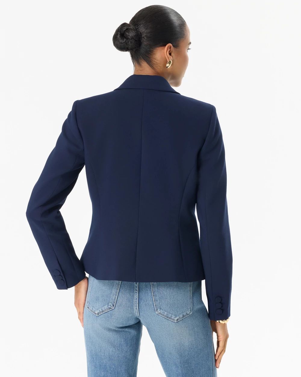 Luxe Stretch Cropped One-Button Blazer click to view larger image.