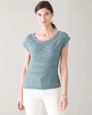 Off-the Shoulder Cable Pullover click to view larger image.