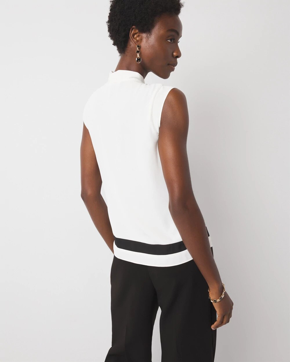 Colorblock Tie-Neck Shell - image 4