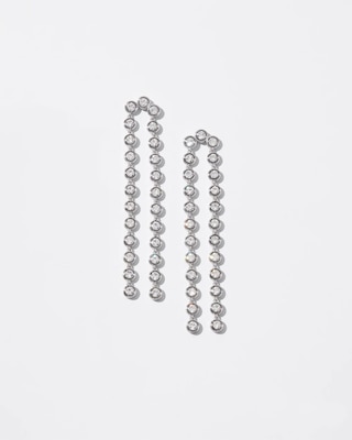 Silver Crystal Linear Drop Earrings click to view larger image.