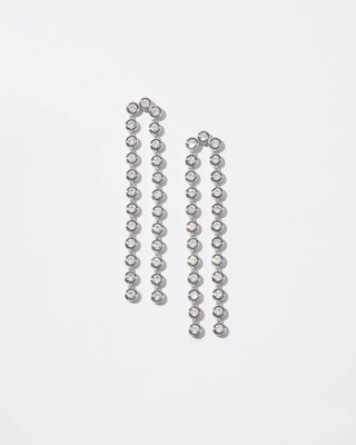 Silver Crystal Linear Drop Earrings