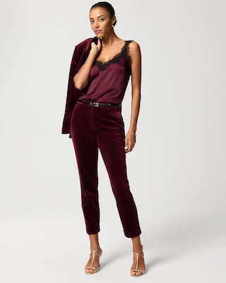 Elle Velvet Slim Ankle Pant