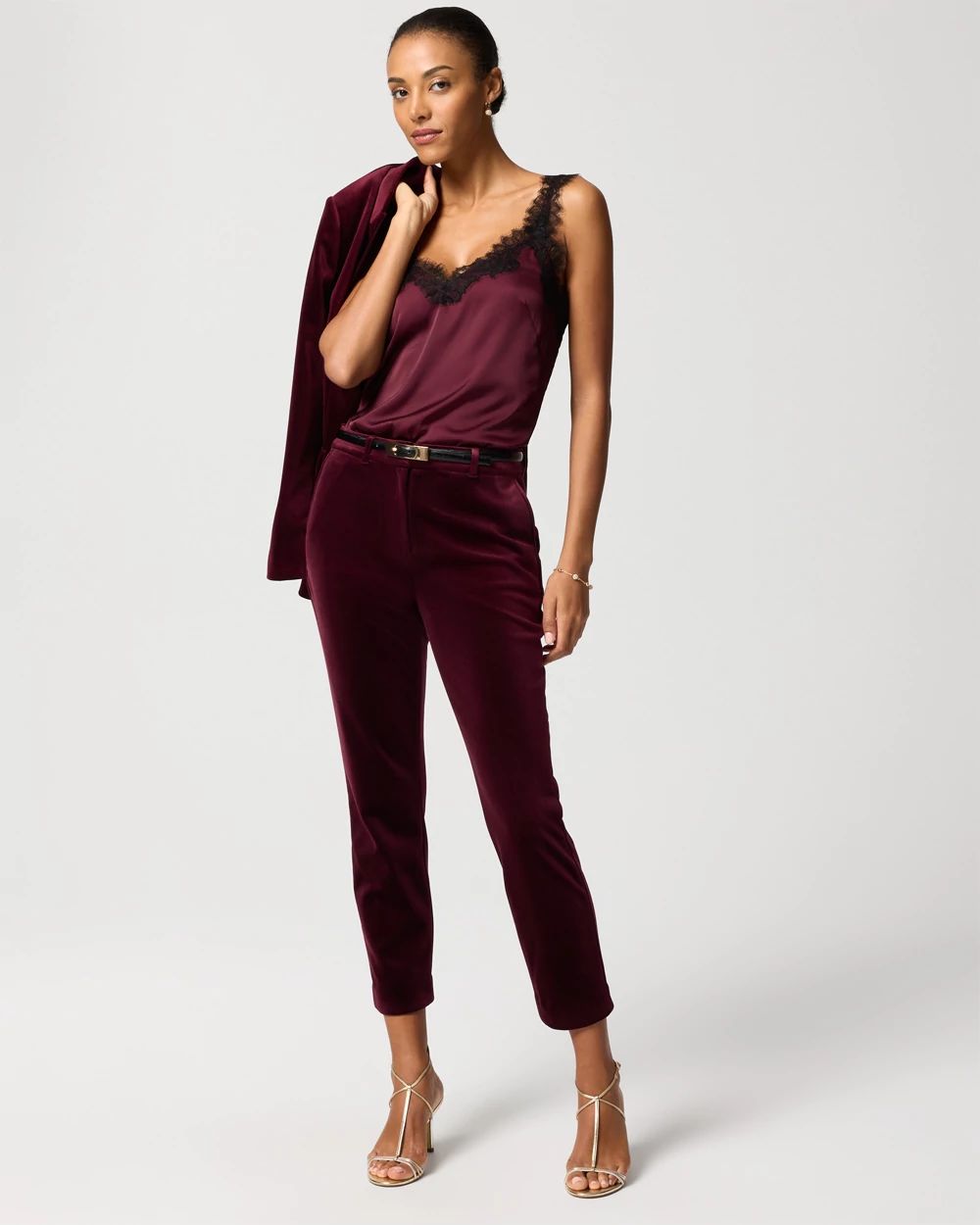 Elle Velvet Slim Ankle Pant