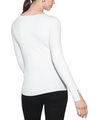 Outlet WHBM Ribbed V-Neck Pullover click to view larger image.