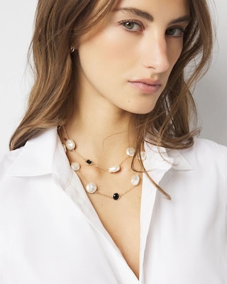 Black + White Single Strand Necklace click to view larger image.