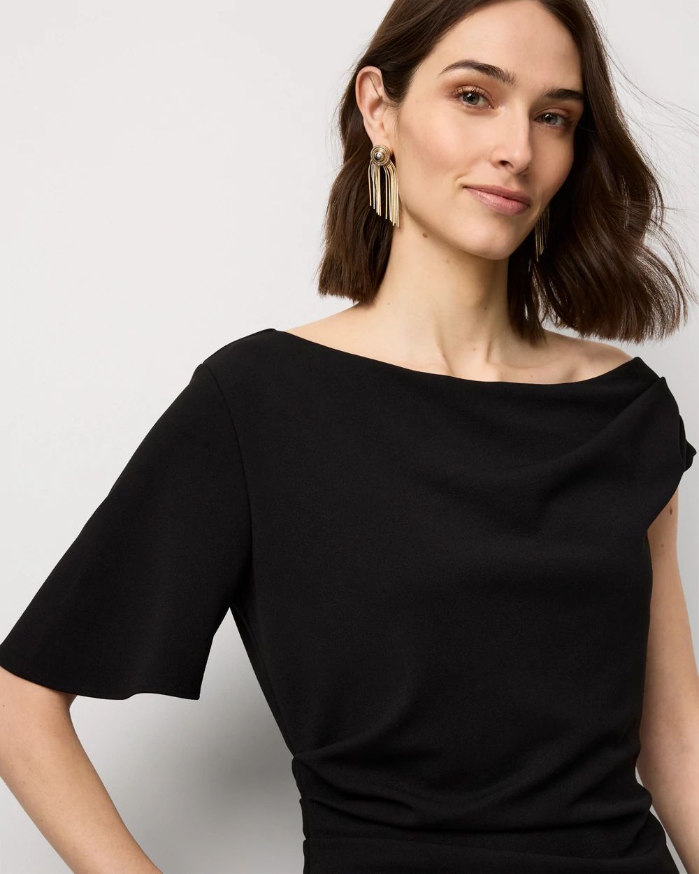 Petite Off-The-Shoulder Mermaid Midi Dress