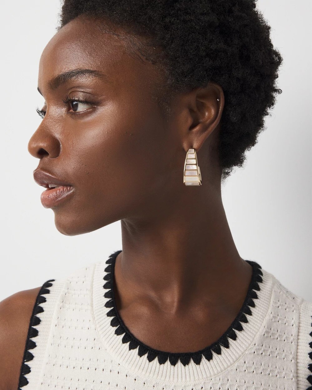 Mother of Pearl Small Hoop Earrings