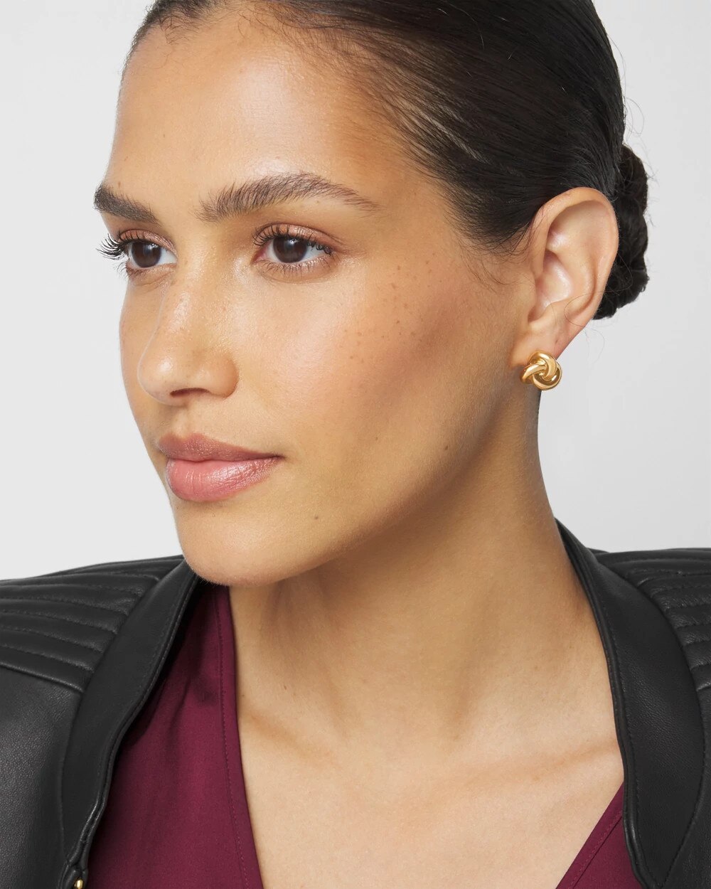 Gold Knot Stud Earring - image 1
