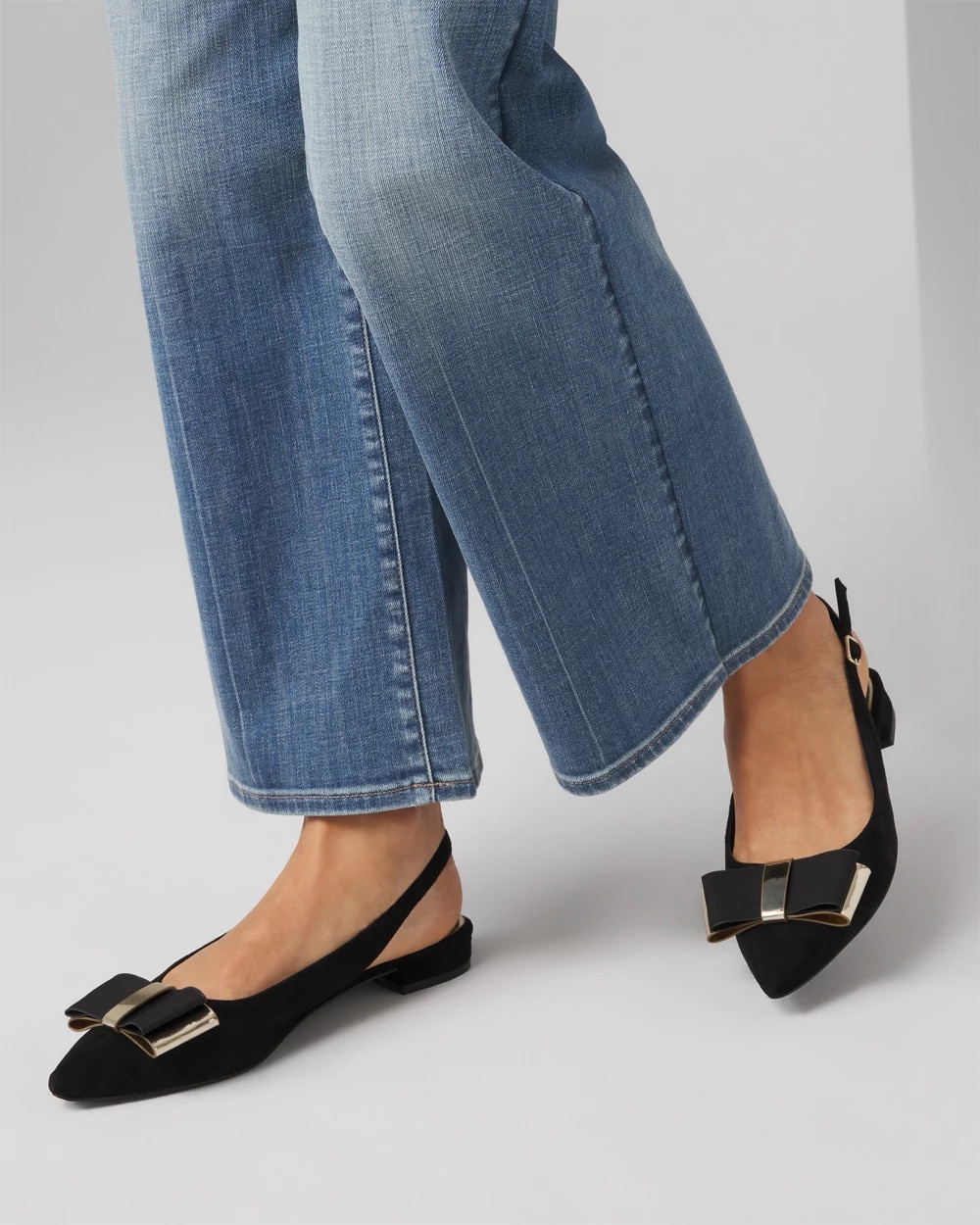 Slingback Flat with Black Bow