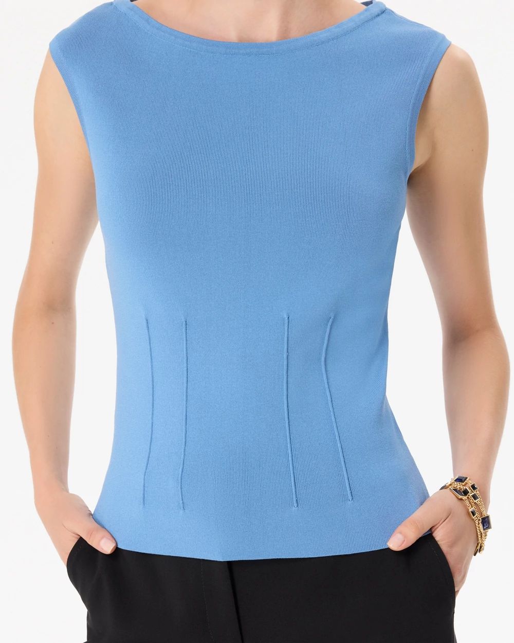 Boat Neck Cap Sleeve Pullover click to view larger image.