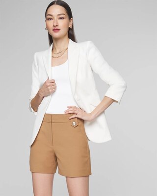 High-Rise Lightweight Button Comfort Stretch Shorts