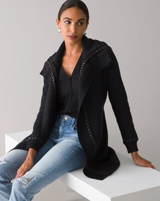 Long Sleeve Whipstitch Sweater Coat