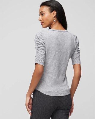 Shirred Sleeve Crewneck Tee