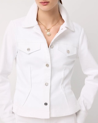 Pleated Denim Trucker Jacket click to view larger image.