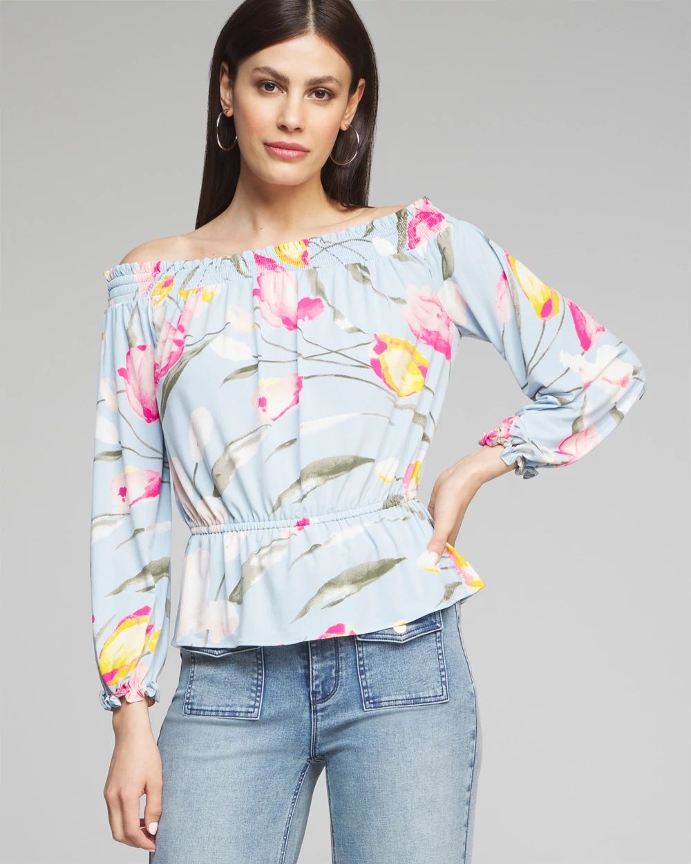 Outlet WHBM Off-The-Shoulder Ruffle Peplum Top