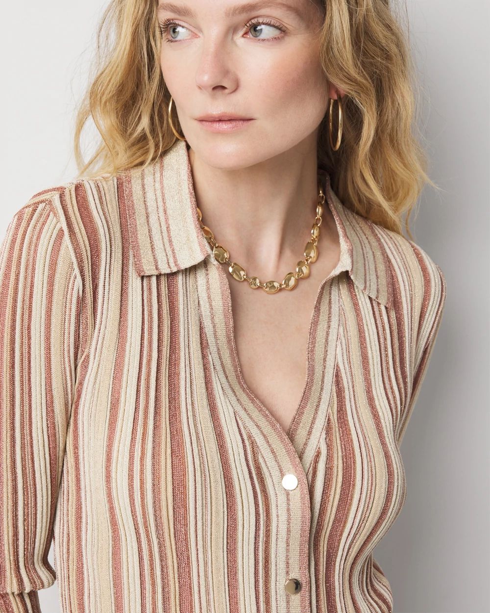 Striped Lurex Cardigan click to view larger image.