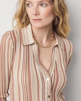 Striped Lurex Cardigan click to view larger image.