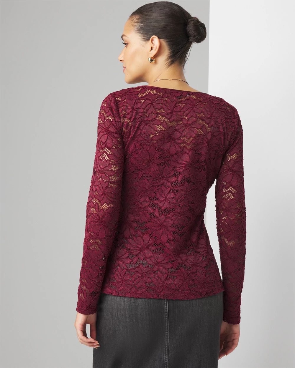 Lace Crew Neck Top click to view larger image.