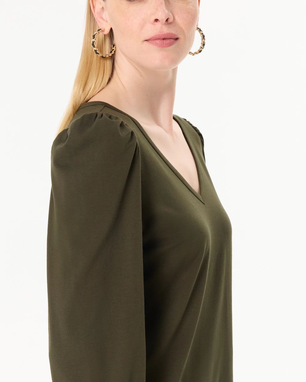Blouson Sleeve V-neck Top click to view larger image.