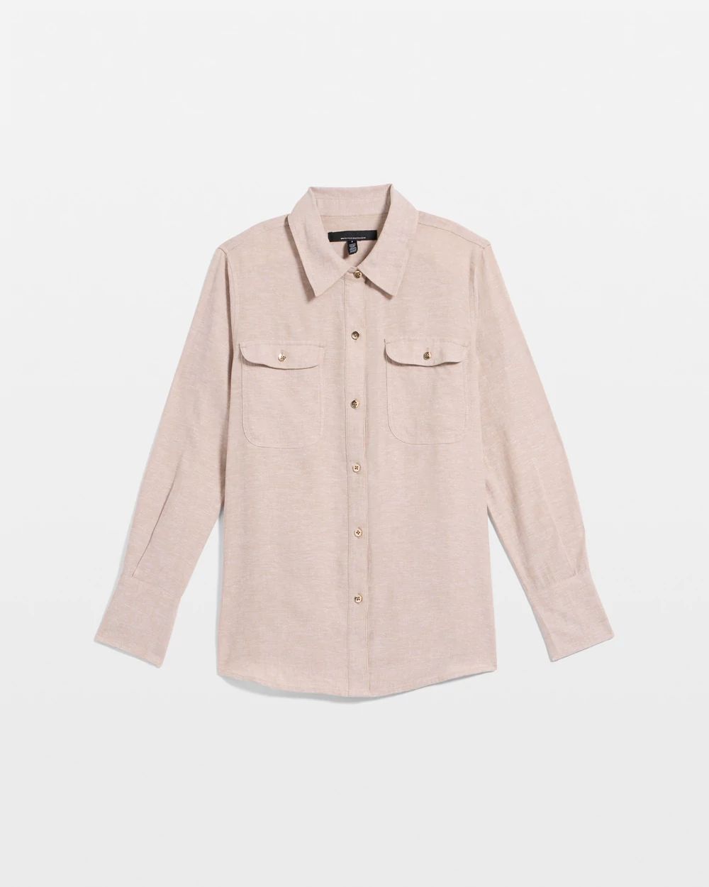 Linen-Blend Button Front Shirt click to view larger image.
