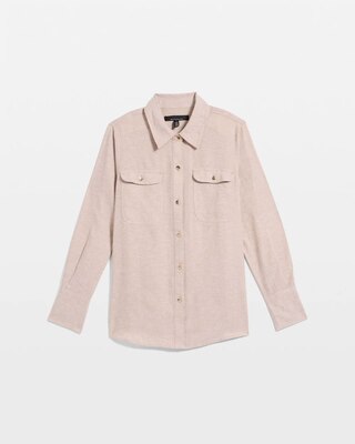 Linen-Blend Button Front Shirt click to view larger image.