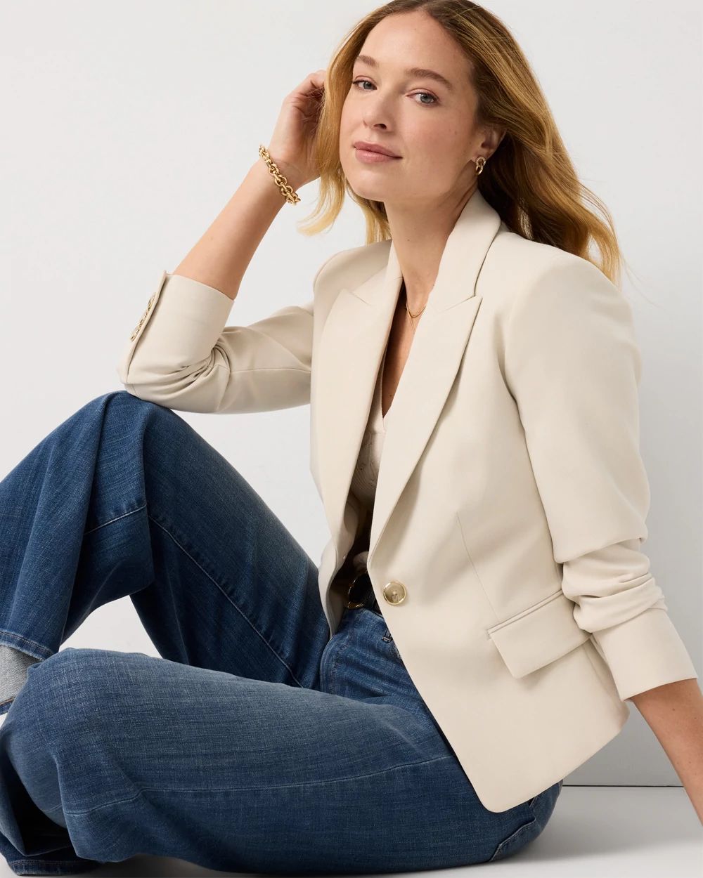WHBM® Cropped One-Button Blazer