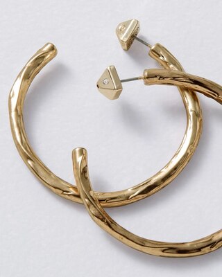 Textured Goldtone Metal Hoop Earrings