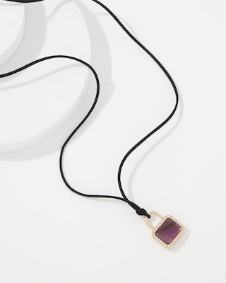 Amethyst Padlock Charm Necklace click to view larger image.