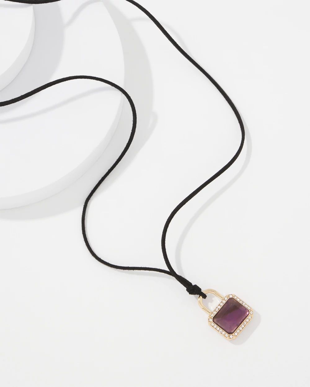 Amethyst Padlock Charm Necklace