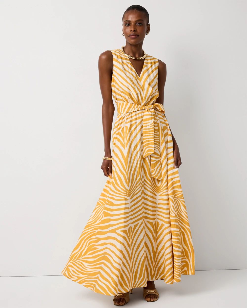 Crepe Sleeveless Maxi Dress