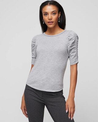 Shirred Sleeve Crewneck Tee