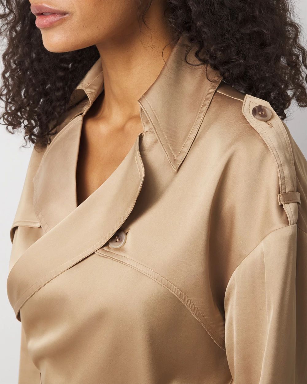 Satin Trench-Wrap Blouse click to view larger image.