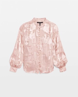 Long Sleeve Silk Burnout Blouse click to view larger image.