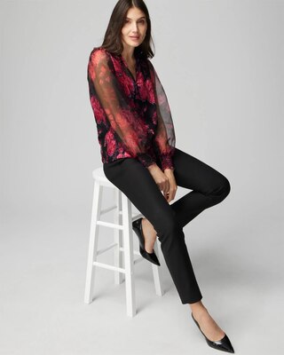 Organza Sleeve Silk Burnout Blouse click to view larger image.